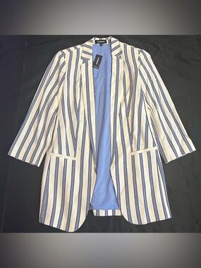 EXPRESS Cream & Navy Stripe Blazer
